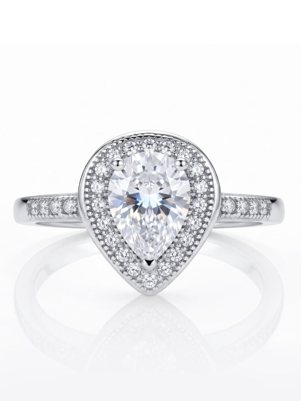 Vintage Pear Cut CZ Ring, 925 Sterling Silver